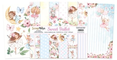 Scrapboys 6”x6” Paper Set - Sweet Ballet (24 sheets+cut out elements)