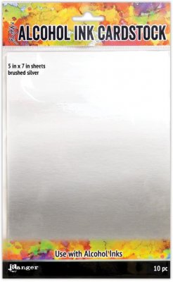 Tim Holtz Alcohol Ink 5"x7" Cardstock - Brushed Silver (10 pack)