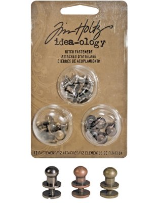Tim Holtz Idea-Ology Metal 2-Part 0.375" Hitch Fasteners (12 pack)