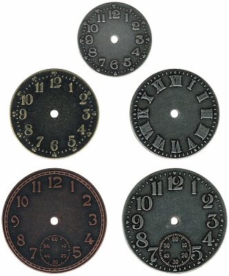 Tim Holtz Idea-ology - Timepieces, Metal Clock Faces (5 pack)