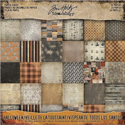 Tim Holtz Idea-Ology 8"x8" Paper Stash Double-Sided Paper Pad - Halloween #1 (24 sheets)