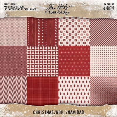 Tim Holtz Idea-Ology 8"x8" Kraft Stock Cardstock Pad - Christmas (24 sheets)