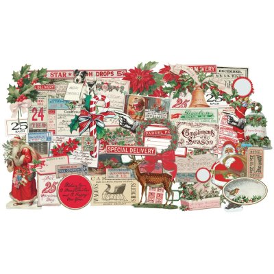 Tim Holtz Idea-Ology Ephemera Pack - Tiny Snippets Christmas Die-Cuts (57 pack)