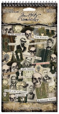 Tim Holtz Idea-Ology 4.5"x8.5" Spiral Bound Sticker Book - Curiosities