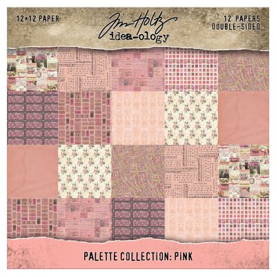 Tim Holtz Idea-ology 12”x12” Palette Collection - Pink (12 sheets)