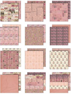Tim Holtz Idea-ology 12”x12” Palette Collection - Pink (12 sheets)