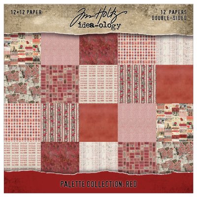 Tim Holtz Idea-ology 12”x12” Palette Collection - Red (12 sheets)