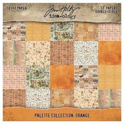 Tim Holtz Idea-ology 12”x12” Palette Collection - Orange (12 sheets)