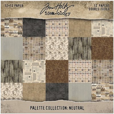 Tim Holtz Idea-ology 12”x12” Palette Collection - Neutral (12 sheets)