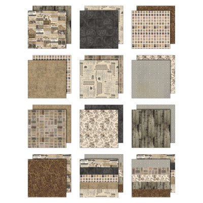 Tim Holtz Idea-ology 12”x12” Palette Collection - Neutral (12 sheets)