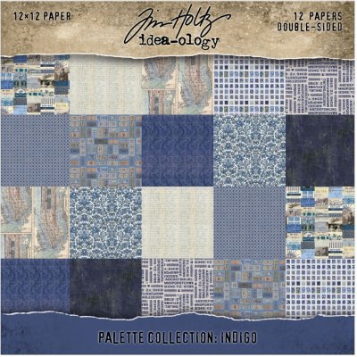 Tim Holtz Idea-ology 12”x12” Palette Collection - Indigo (12 sheets)