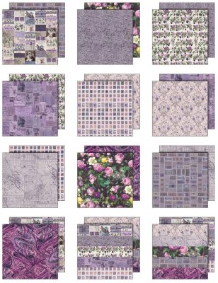 Tim Holtz Idea-ology 12”x12” Palette Collection - Purple (12 sheets)