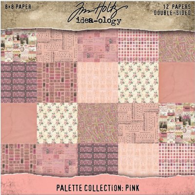 Tim Holtz Idea-ology 8”x8” Palette Collection - Pink (12 sheets)