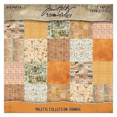 Tim Holtz Idea-ology 8”x8” Palette Collection - Orange (12 sheets)