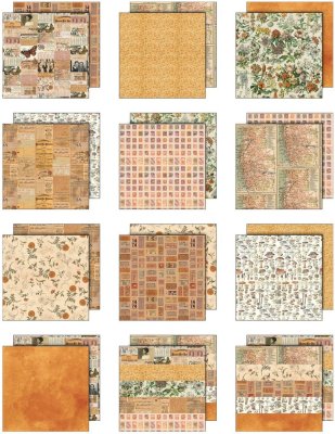 Tim Holtz Idea-ology 8”x8” Palette Collection - Orange (12 sheets)