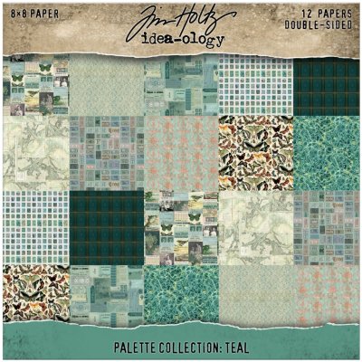 Tim Holtz Idea-ology 8”x8” Palette Collection - Teal (12 sheets)