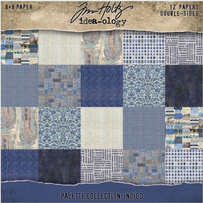 Tim Holtz Idea-ology 8”x8” Palette Collection - Indigo (12 sheets)