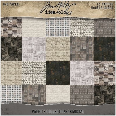 Tim Holtz Idea-ology 8”x8” Palette Collection - Charcoal (12 sheets)