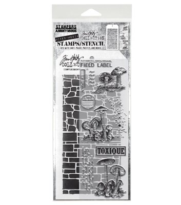 Tim Holtz Stampers Anonymous Clear Stamp and Stencil - Tiny Toadstools