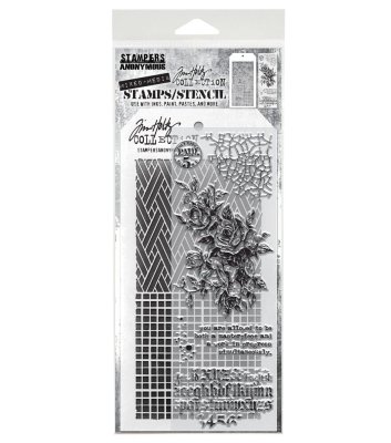 FÖRBESTÄLLNING! Tim Holtz Stampers Anonymous Clear Stamp and Stencil - Lady Rose