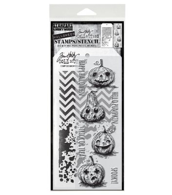 FÖRBESTÄLLNING! Tim Holtz Stampers Anonymous Clear Stamp and Stencil - Pumpkinhead