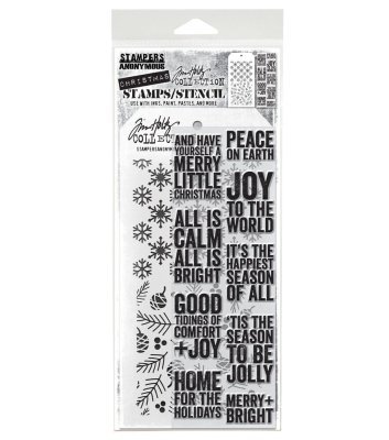 FÖRBESTÄLLNING! Tim Holtz Stampers Anonymous Clear Stamp and Stencil - Bold Tidings, Mini