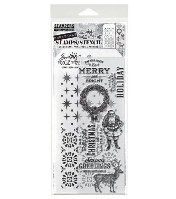 FÖRBESTÄLLNING! Tim Holtz Stampers Anonymous Clear Stamp and Stencil - Festive Overlay