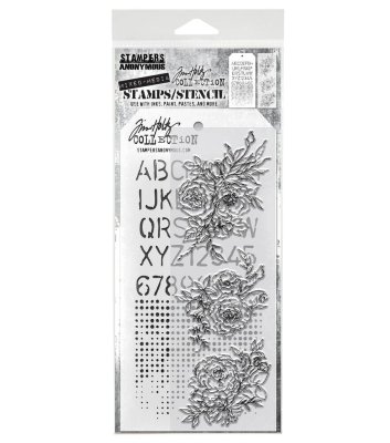 FÖRBESTÄLLNING! Tim Holtz Stampers Anonymous Clear Stamp and Stencil - Floral Outlines