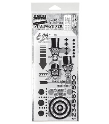 Tim Holtz Stampers Anonymous Clear Stamp and Stencil - Inquisitive