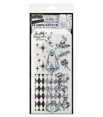 FÖRBESTÄLLNING! Tim Holtz Stampers Anonymous Clear Stamp and Stencil - Halloween Doodles