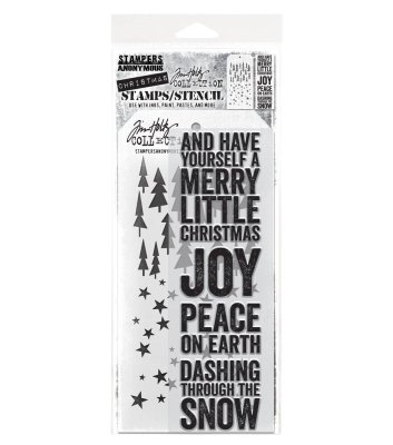 FÖRBESTÄLLNING! Tim Holtz Stampers Anonymous Clear Stamp and Stencil - Bold Tidings