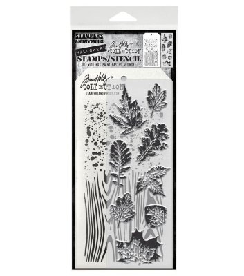 FÖRBESTÄLLNING! Tim Holtz Stampers Anonymous Clear Stamp and Stencil - Leaf Prints