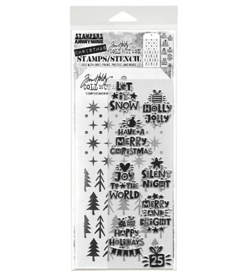 FÖRBESTÄLLNING! Tim Holtz Stampers Anonymous Clear Stamp and Stencil - Holiday Whatnots