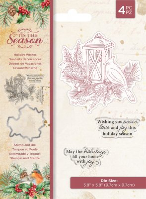 Crafters Companion Stamp & Die Set - Tis the Season Holiday Wishes