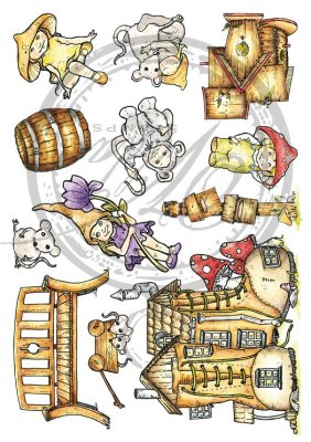 Vilda Stamps - Kit med skohus och vättar A5