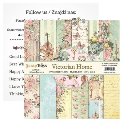 Scrapboys 6”x6” Paper Set - Victorian Home (24 sheets+cut out elements)