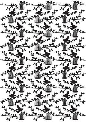 Nellies Choice Embossing Folder - Vintasia Bird Pattern