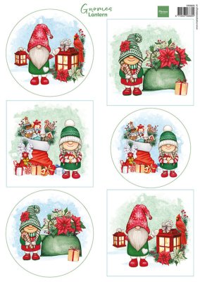 Marianne Design A4 Decoupage Sheet - Gnomes Lanterns