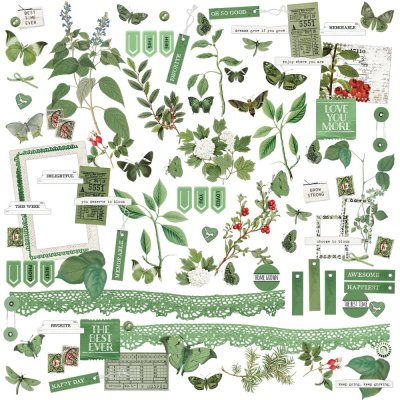 FÖRBESTÄLLNING! 49 And Market Laser Cut Outs - Color Swatch: Willow Mini Elements