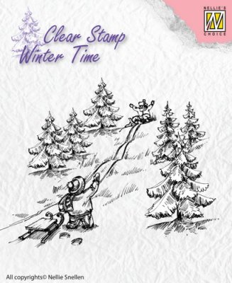 Nellies Choice Clearstamp - Winter Time Sledge Fun