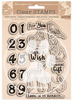 Stamperia 14x18cm Clear Stamps - Romantic Cozy Winter Numbers and Animals