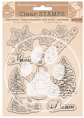 Stamperia 14x18cm Clear Stamps - Romantic Home for the Holidays Snowflakes & Tree