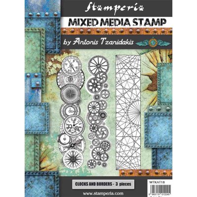 Stamperia Cling Mounted Natural Rubber Stamps - Steampunk Borders, Sir Vagabond