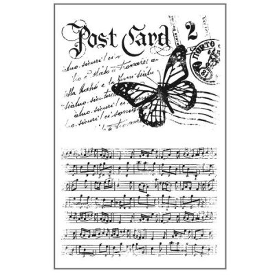 Stamperia Cling Mounted Natural Rubber Stamps - Post Card and Music
