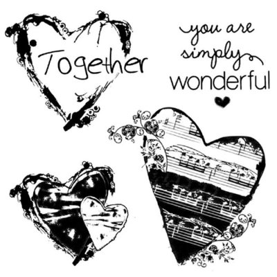 Stamperia Cling Mounted Natural Rubber Stamps - Together Hearts