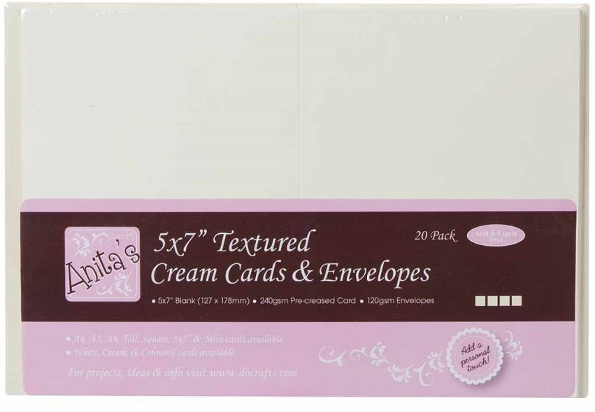 Docrafts Anita's Karten & Umschläge A5, Cremefarben – 25 Stück, Säurefrei