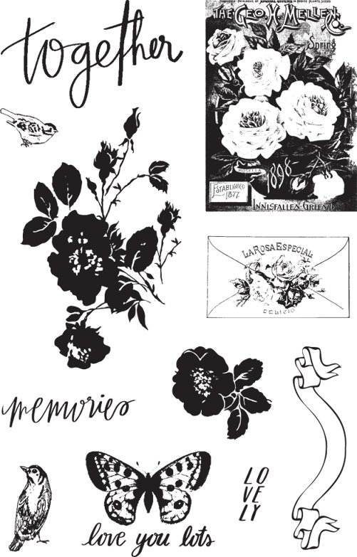 Prima Cling Rubber Stamps & Stencil Lavender Frost