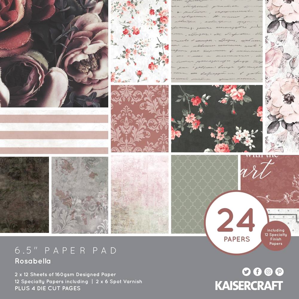 Kaisercraft 6.5”x6.5” Paper Pad Rosabella (40 sheets)